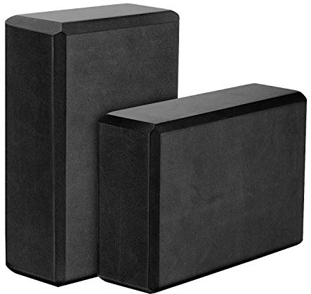 MoKo Thin Yoga Blocks 2 pack, 9 x 6 x 3 High Density EVA Foam Yoga Block Exercise Bricks, Eco Friendly & Lightweight, Increase Flexibility & Balance, Great For Stretching & Holding Poses - Black