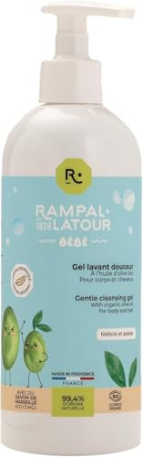 Rampal Latour - Shampoo e gel doccia per bambini dalla nascita - Deterge corpo e capelli senza irritare gli occhi - Senza profumo e ipoallergenico - 500ml