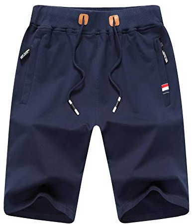 ZOXOZ Sport Shorts pour Hommes Running Coton avec Poches Zippées