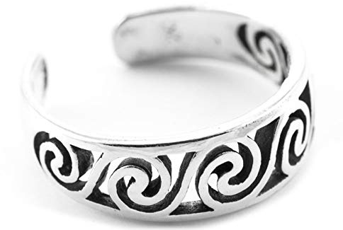 Windalf Damen Zehen-Ring Spiral 6 mm Lebens Spirale Bohemia 925 Sterling-Silber