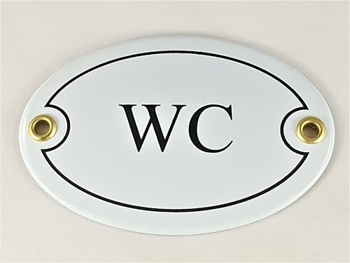 Placa para puerta ovalada esmaltada WC, 10,5 x 7,0 cm