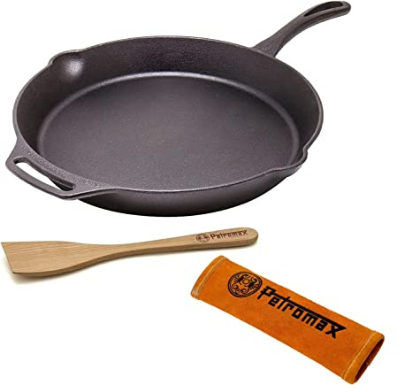 Petromax Feuerpfannen mit Stiel + Griffhülle und Spachtel (Ø30 mit Stiel)