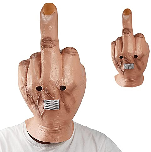 1Stück Gruselige Halloween Fingermaske Vollkopf Latex Mittelfinger Maske Gut für Halloween Kostüm Karnevalsparty