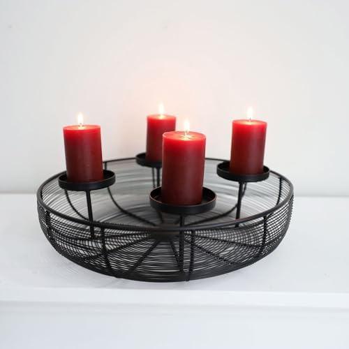 H & S Collection Adventskranz Metallschale schwarz Ø 36 cm
