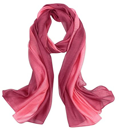 LumiSyne Sidenhalsduk dam gradient bomull linne sidenduk mode elegant lätt mjuk halsduk solskydd stola året runt, Rosa + ljusröd, En Storlek