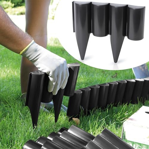 GardenPlast® PalGarden Rasenkante Gartenpalisade Palisade Beetumrandung Holzoptik - 20m, Schwarz