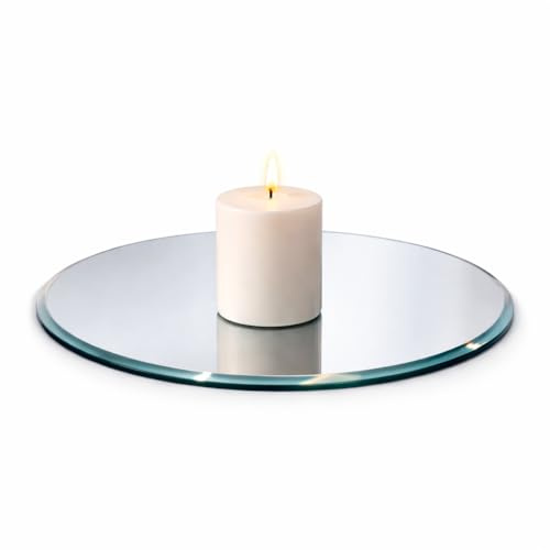 Floralcraft® 30cm Round Glass Mirror Plate – Wedding Centrepiece, Candle Plate, Table Display Mirror