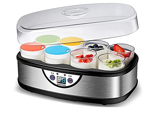 Máquina para hacer yogur, máquina eléctrica para hacer yogur Máquina automática para hacer yogur en el hogar con 8 recipientes de yogur Frascos de vidrio Máquina para hacer yogur fácil eléctrica aut