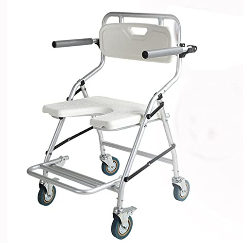Duschstuhl Duschhocker mit Lehne, Klappbar WC-Stuhl Antirutschenden Nachtstuhl Dusch Badehilfen Duschstuhl, Toilettensitz für Ältere Behinderte, Belastbar 120KG