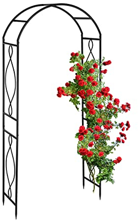 Relaxdays Rosenbogen Metall, Torbogen Garten, HxBxT: 230 x 100 x 40 cm, Stabiler Rankbogen für Kletterpflanzen, schwarz