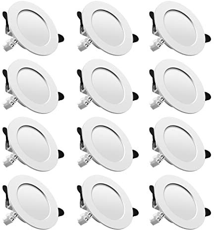 Tofisr LED recessed Ceiling Light, 7W Downlights 700LM Warm White Light 2700K, Round Aluminum Metal Spotlights 230V, Cut Φ75-95mm, for Living Room Bedroom Kitchen, Pack 12