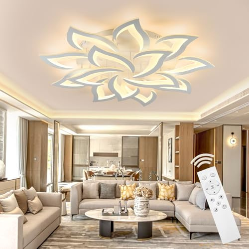 Tetipa LED Deckenleuchte Dimmbar, 120W Schlafzimmer mit Fernbedienung und APP, Wohnzimmerlampe Deckenlampe moderne Deckenbeleuchtung Deckenbeleuchtung Kronleuchter Dimming Lampe Ceiling