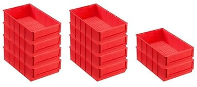 SparSet 10x Rote Industriebox 300 B | HxBxT 8,1x18,3x30cm | 3,4 Liter | Sichtlagerkasten, Sortimentskasten, Sortimentsbox, Kleinteilebox