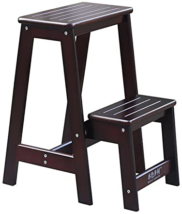 Escabeau Pliant télescopique Portable Pliable Tout Chaise d'escalier en Bois Massif Chaise d'échelle multifonctionnelle Tabouret à Double Usage échelle en Bois (Noir)