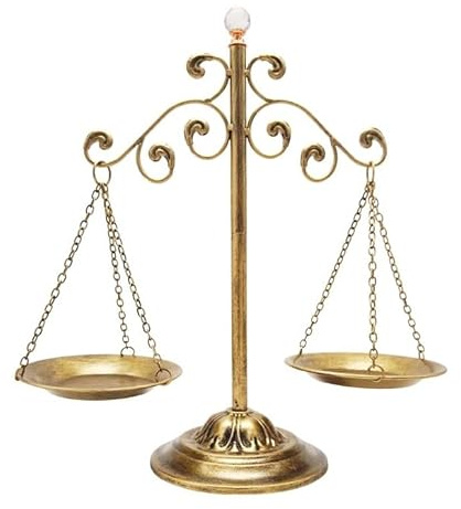 Chez JuJu Antiker Vintage-Schmuckturm mit Waage, Fairness-Balance-Waage, Anwaltsbüro-Dekor, Kunst-Skulptur im Vintage-Stil, einzigartige Geschenkideen für Rechtsanwalt, Studenten, Richter, Ruhestand