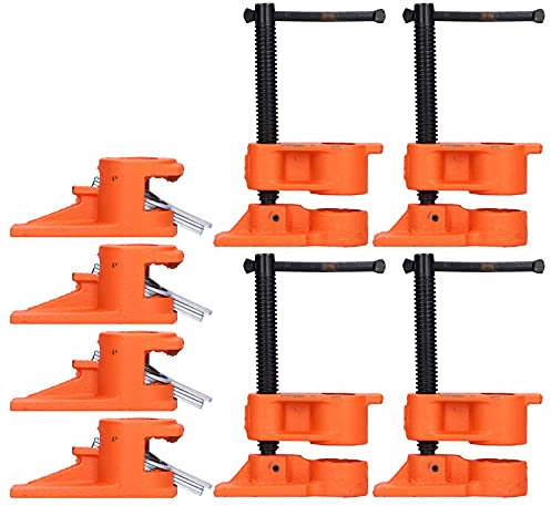 Gluing Pipe Clamp Set-4 Sets Gluing Pipe Clamp Set 3/4in Wood Cast Iron Quick Release Woodworking Workbench