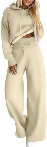 shownicer Tuta Donna Completo Sportivo Tuta 2 Pezzi Sportiva Tuta Manica Lunga Felpa con Cappuccio +Pantaloni Jogging Tuta Abbigliamento Sportivo Autunno Inverno A Cachi M