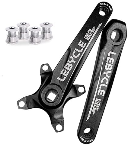 LSRRYD Vierkant Kurbelgarnitur 104BCD 170mm Mountainbike Kurbelarme Aluminiumlegierung Oberfläche Eloxiert Kurbeln Fahrrad Ersatzteile (Color : Black, Size : 170mm)