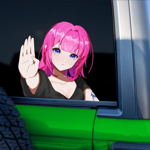 3D-Anime-Aufkleber, Vinyl, Auto-Aufkleber für Frauen, Nouiroy doppelseitig, selbstklebend, Anime, Cartoon, Mädchen, Aufkleber für Autos, Fenster, Stoßstange, Computer, Laptop (rückseitig)