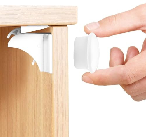 Lectorias10-teiliges Sets Schubladensicherung Baby, Schranksicherung Kinders, Kindersicherung Magnets, Verschluss Schrank, Schubladen Magnetschloss, Cupboard Locks, Sicherung für Schränke, Weiß