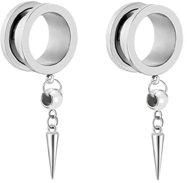 KnBoB 2 Stück Ohr Plugs Edelstahl Rund mit Taper Anhänger Flesh Tunnel Piercing Expander Damen und Herren Ear Tunnel