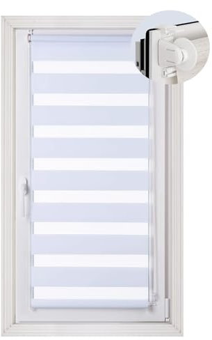 Thermorollo ohne Bohren 45 x 170 cm Hitzeschutz, Sichtschutz Duo Rollo Sonnenschutzrollo inklusive Montagematerial für Tür & Fenster, Weiß