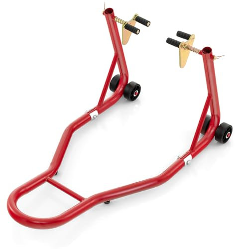 COSTWAY Motorbike Stand, Adjustable Motorcycle Front Paddock Stand Wheels, Heavy Duty Motorcycle Stand Front Wheel Lifting Up to 200kg for Garage Workshop (Red)