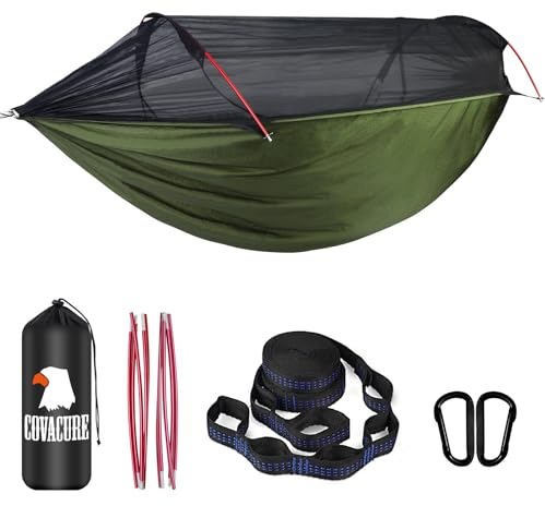 COVACURE Hängematte Outdoor Hängematte mit Moskitonetz - 200kg Belastbarkeit für 2 Personen 270 x 140 cm Ultraleicht Hammock Reise Gadgets für Camping Garten Survival Wander