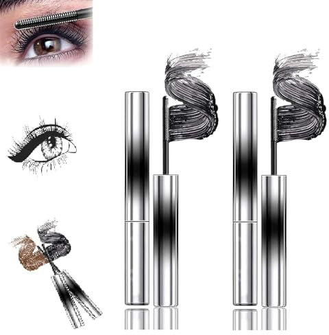 Curling Iron Mascara, 3D Curling Eyelash Iron Mascara, Mascara, Curling Iron Strong Mascara, Washable Extra Slim Metal Mascara (Black*2)