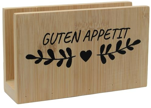 UNUS Serviettenhalter Bambusholz Guten Appetit Serviettenständer | Serviettenspender Papiertuchhalter