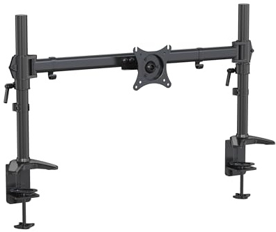 HFTEK - Monitor Tischhalterung für 15-34 Zoll Flach & Curved Bildschirm,Tragfähigkeit 12kg pro arm Höhenverstellbar Neigbar Schwenkbar VESA 75 100 - MS121C-N Individuell umrüstbar