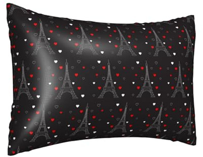 Federa per cuscino in seta per capelli e pelle, con stampa a blocchi di cuore, federa in raso con cerniera, 50,8 x 76,2 cm, con cerniera, regalo per donne e uomini