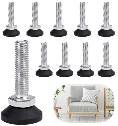 KBNIAN Verstellbare Möbelfüße, 10 Stück M8x38 Möbel Verstellschraube Edelstahl Verstellschraube Justierschraube Einstellschraube zur Höhenverstellung des Sockels für Tisch, Stuhl, Sofa | Edelstahl Verstellschraube Justierschraube Einstellschraube zur Höhenverstellung des Sockels für Tisch, Stuhl, Sofa