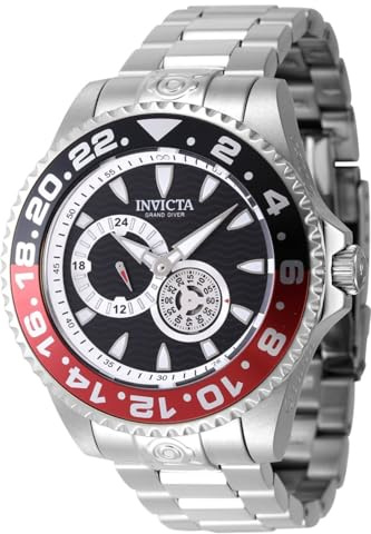 Invicta Grand Diver 47302 Herren Uhr - Wasserdicht - Analog - Automatikuhr - Edelstahl mit schwarzen zifferblat - 47mm