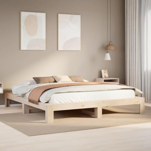 vidaXL Estructura de Cama sin colchón Madera Maciza de Pino 180x200 cm, Muebles de Dormitorio, Cama Doble, somier, Cama, Marco de Cama Doble, somier