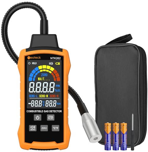 Neoteck Natural Gas Detector Gas Leak Detector with 12 Inch Gooseneck Locating The Source of Propane, Natural Gas, and Combustible Gas Leak for Home and RV (Digital Display)
