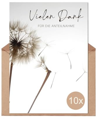 The Life Barn 10x Dankeskarte Trauer mit Umschlag Klappkarten Danksagung | 10er Set, Hochwertige Karte aus 350g Papier, inkl Kraftpapierumschlag
