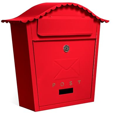 Assorted Collections Letter Box Wall Mounted Post box Ideal for Securing Letters and Parcels - Waterproof and Durable with Stylish Lockable Design - Mail Box for Outdoors (Red)