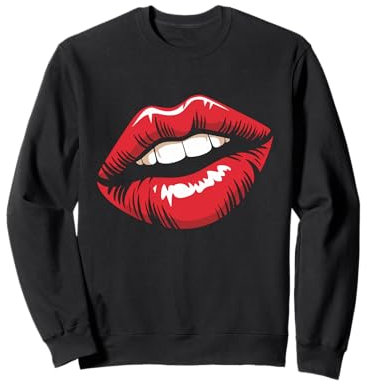 90er Jahre 80er Party Lila Lippenstift Kiss Kuss Kussmund Sweatshirt