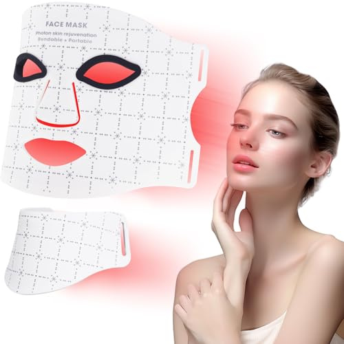 TaFoyu Lampe LED à lumière rouge pour le visage, lumière infrarouge proche + 7 couleurs LED lumière rouge, anti-âge/acné, éclaircissement, traitement des rides, appareil de soin et beau pour tous les