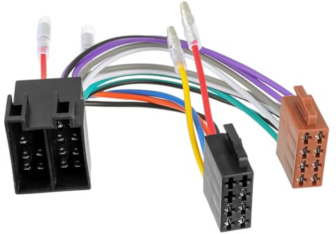 HUAREW 16 Pol Autoradio ISO Adapter, 16 Pin auf ISO Buchse Kabel, Autoradio Adapter Universal Kabel Stecker, Klemme 15/30 drehbar