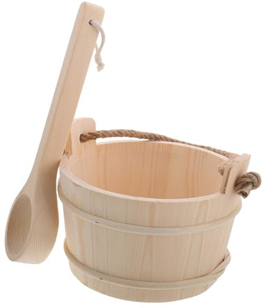 OUNONA Holz Saunakübel Mit Schöpfkelle Sauna Zubehör Fußbecken Salz Eimer Holz Wasser Löffel Sauna Zimmer Bad Spa Set Für Männer Und Frauen