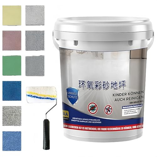 Epoxy Colored Sand Floor Paint, 2025 New Upgrade Waterproof Epoxy Floor Paint, High Gloss Marble Effect Non-Slip Garage Floors Coating for Concrete, Wall Repair (White)