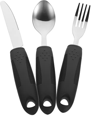 Juego de Vajilla Antideslizante 1 Set Acero Inoxidable y Plástico Negro