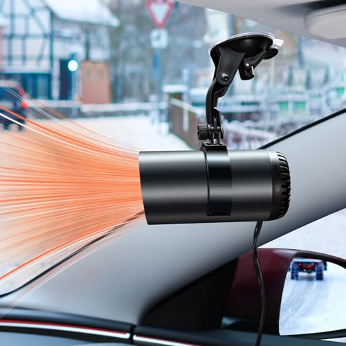 NIFBANG Autoheizung mit Halterung, 12V 150W Auto Heizlüfter Defroster, 2 in 1 Heizen & Kühlen Auto Ventilator mit Zigarettenanzünder-Stecke, 180° Schwenkbare kfz Heizung Defogger für SUV, Jeeps, LKWs