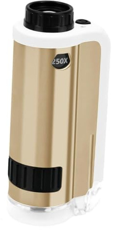Yarryuter Mini Microscope pour Enfants, Microscope de Poche à Zoom 100x-250x, Mini-Scope Portable Scientifique STEM, Cadeaux d'anniversaire pour Enfants