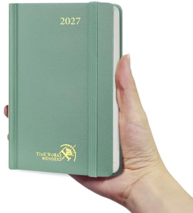 POPRUN Tagesplaner 2027 Kalender A6, 1 Tag 1 Seite Hardcover Tageskalender | 12-Monate-Terminplaner(Jan.2027-Dez.2027), Tageskalender mit 80 GSM Papier, für Büro & Studium(Mitternachtsgrün)