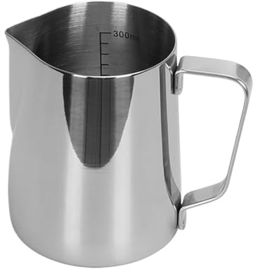 Milk Frothing Pitcher, Brocca per schiumare il latte, latte art, acciaio inox con misurazione, accessori barista per caffè espresso(350ml-Measurement)
