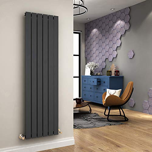 ELEGANT 1600 x 452 mm Anthracite Vertical Column Radiator Single Flat Panel Designer Bathroom Radiator