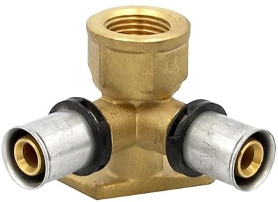 Pipetec Pressfitting Wandwinkel 16x2 mm 1/2 Zoll IG 90° Wandscheibe doppelt TH Kontur Verbundrohr, DVGW, TH-Profil